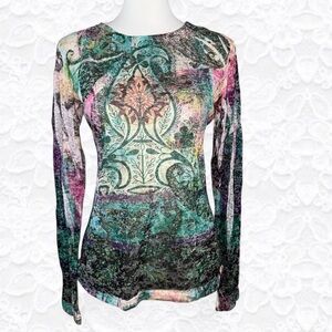 Vintage Burnout Artistic Long Sleeve Top